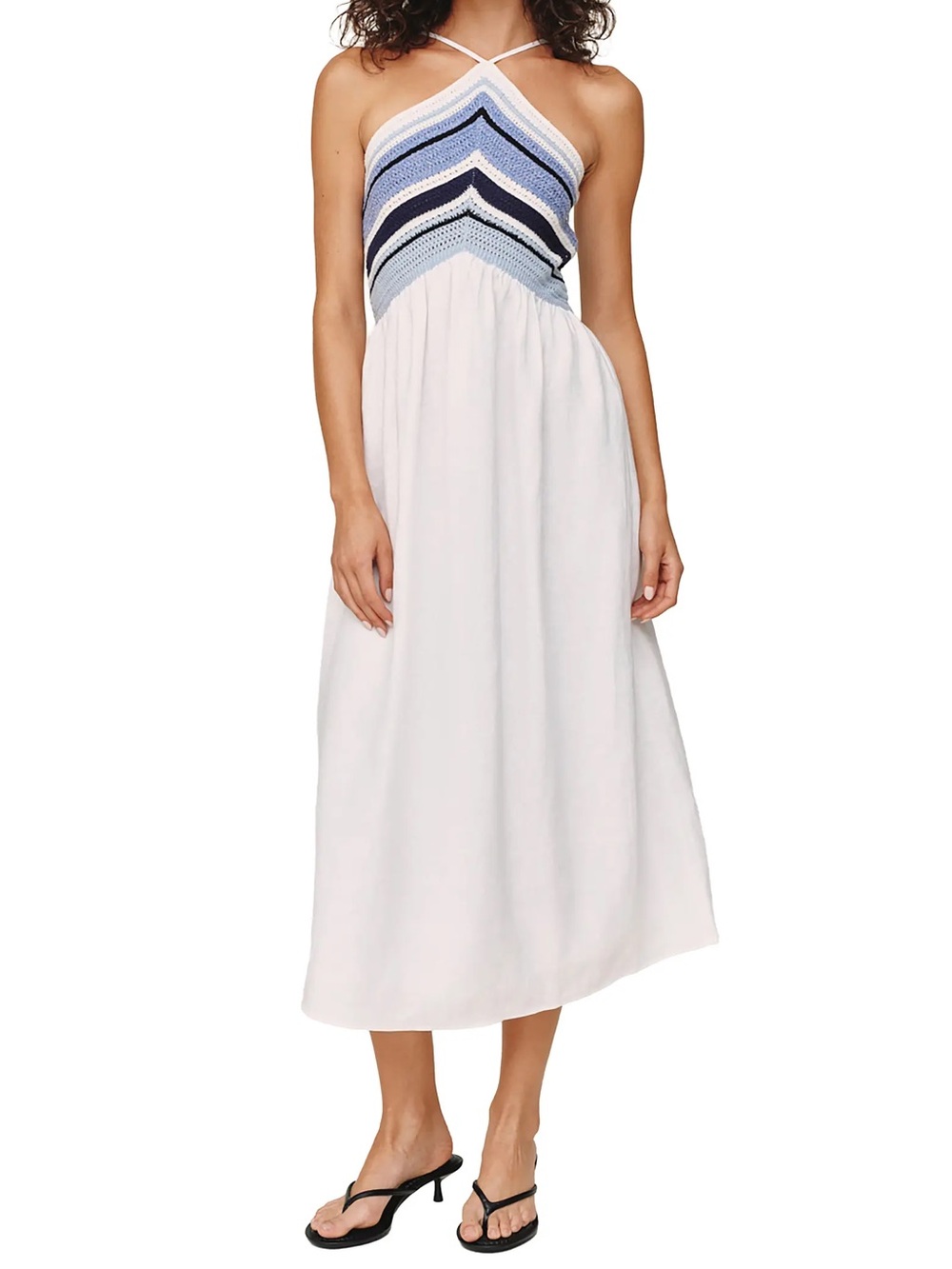 Bella Dahl Crochet Mixed Dress Ocean Blue